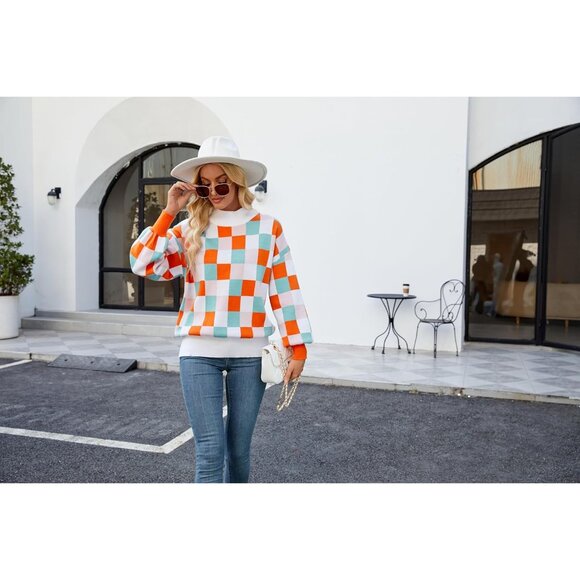 Women's Sweater Cotton Long Sleeve Oversized Pullover Turtleneck Casual - Picture 5 of 6